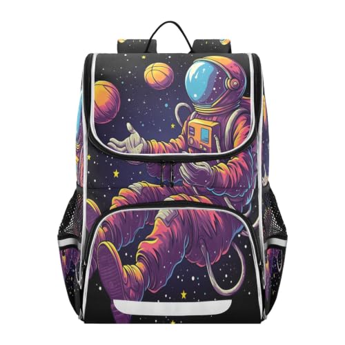 Sac à dos scolaire fille garçon grand volume cartable astronaute espace basket-ball
