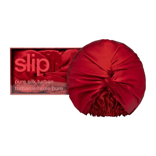 SLIP Pure Silk Turban - Scarlet | 100% Mulberry Silk Ultra Soft & Gentle on Hair Prevents Breakage & Frizz | Stylish Hair Accessory for Nighttime & Travel | Adjustable Fit Luxurious Comfort
