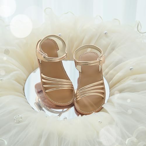 Image of ESTINE Toddler /Little Kid Girls Dress Cross Strappy Open Toe Sandals Princess Flats Summer Flower Girl Shoes