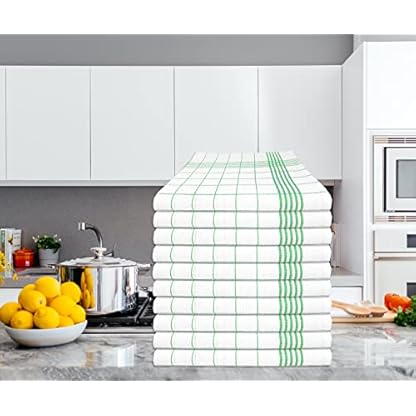 MTEXT Geschirrtücher Küchenhandtuch aus 100% Baumwolle 10 Stück Pack, 50x70 cm, 60g, grün weiß karriert (Grün) – Bild 5