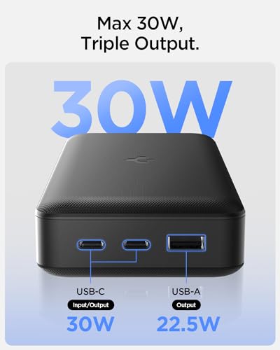 Image of Spigen ArcPack 30000mAh Power Bank, PD3.0, PPS, Fast Charging, 30.0W Max Output, 2 Type-C Ports, 1 USB-A Port - (ABS+PC, Black)