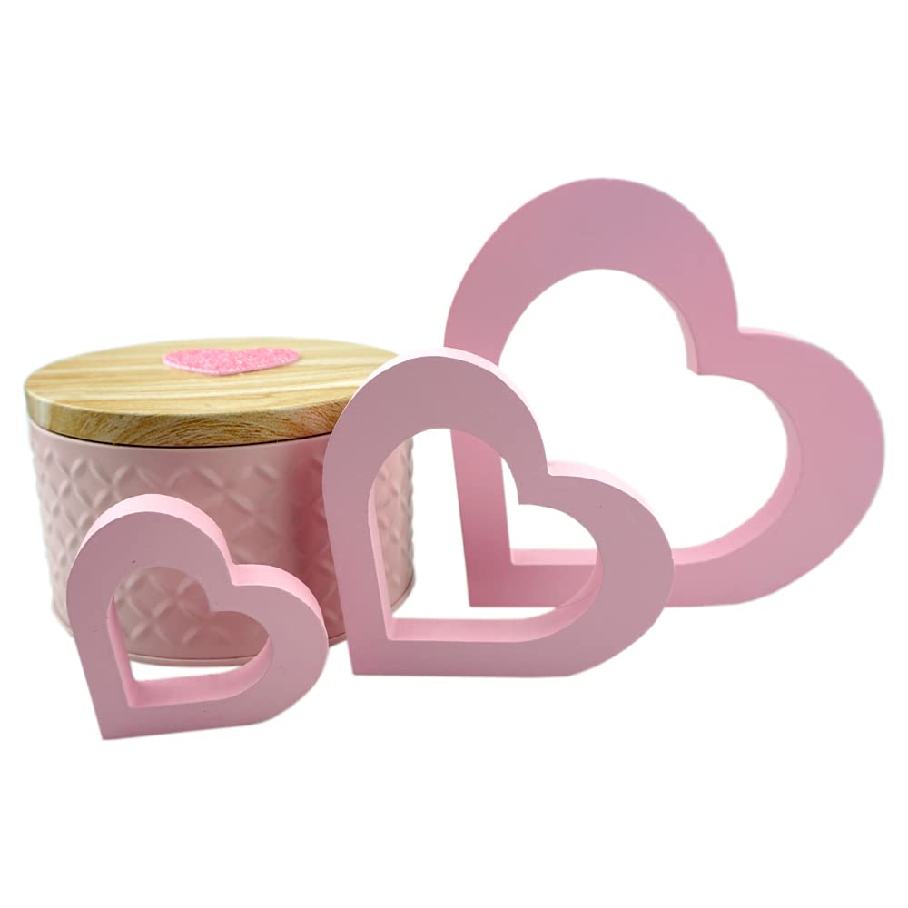 Amazon.com: SaktopDeco 3 PCS Pink Wooden Heart Centerpiece Pink