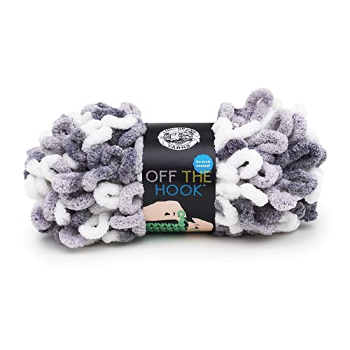 Image of Lion Brand Yarn Off the Hook Yarn, Bulky No-Needle Craft Yarn for Crocheting, Hand-Knitting, 1-Pack, Misty Morning | Jumbo Finger Knitting & Crochet Craft Fiber for Beginners, Kids, Classrooms, Create Blankets, Pillows, Stuffed Animals