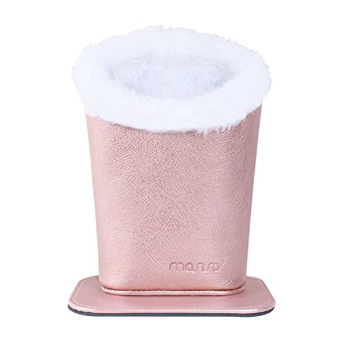 MOSISO Eyeglasses Holder, Plush Lined PU Leather Stand Case with Magnetic Base, Rose