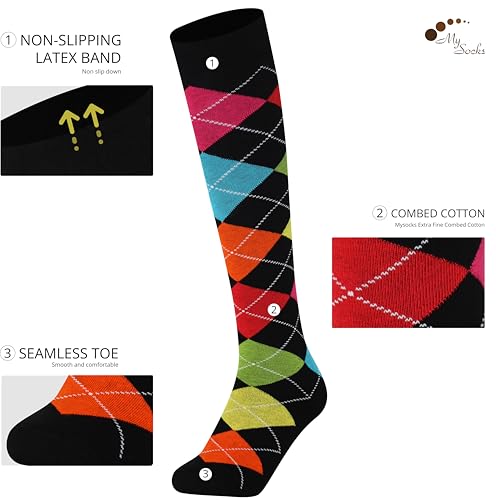 Image of Mysocks Unisex Extra Fine Combed Cotton Knee High Socks, Hand Linked Toe, Soft Latex Band