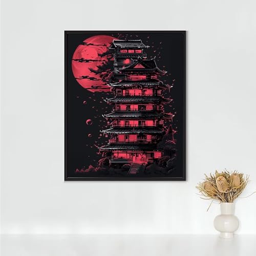 Broderie diamant architecture chinoise de 80x110 cm PJY8 U-9