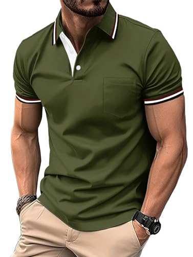 Image of ZITY Men Polo Shirts Short Sleeve with Pocket Golf Polo Wicking Shirts for Men Casual Collared T-Shirts