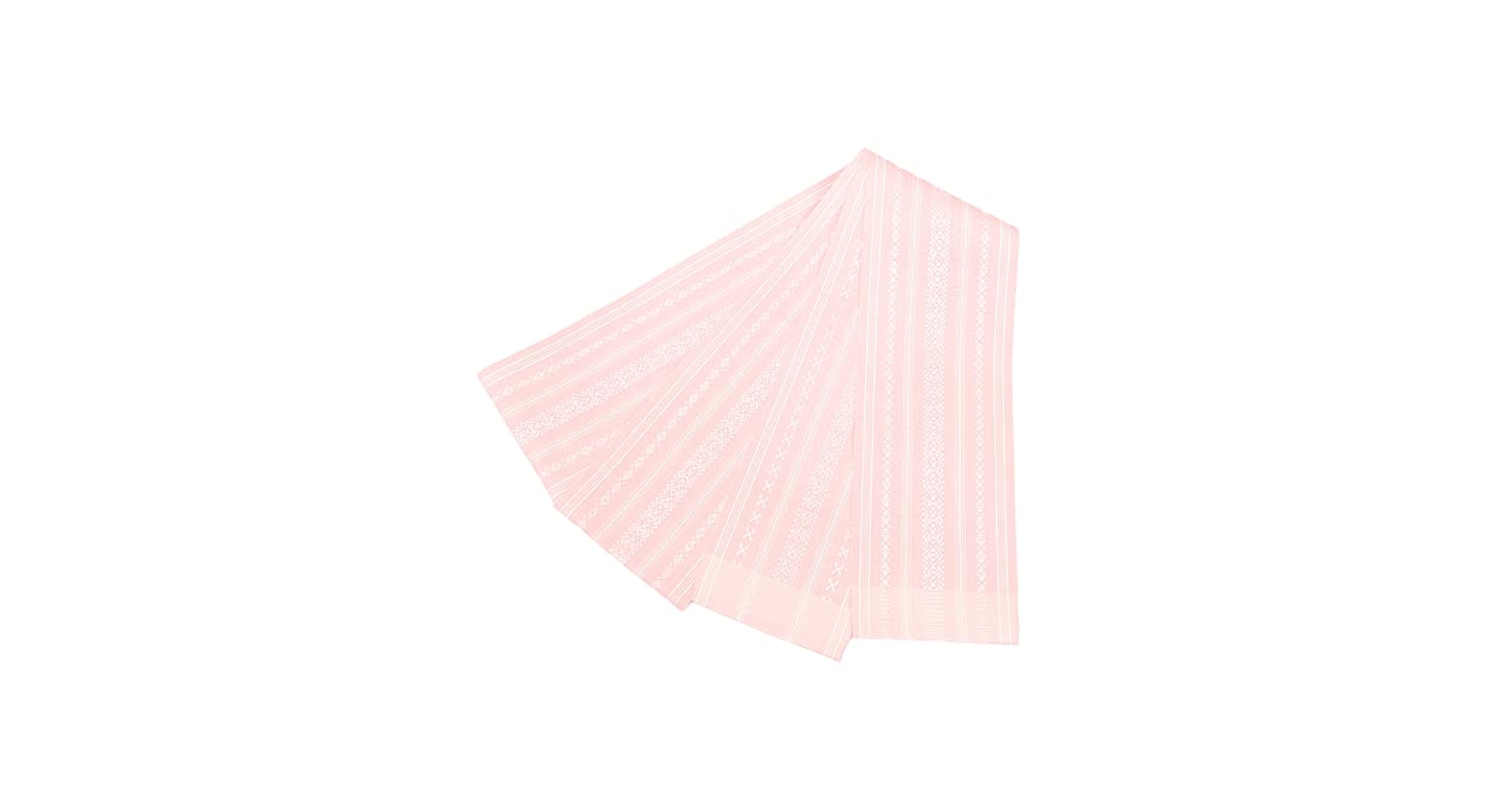 【新品未使用】博多織四寸半幅帯　献上柄　白地　水色　ピンク　単衣　上品　お洒落 新品未使用】博多織四寸半幅帯 献上柄 白地 水色 ピンク 単衣