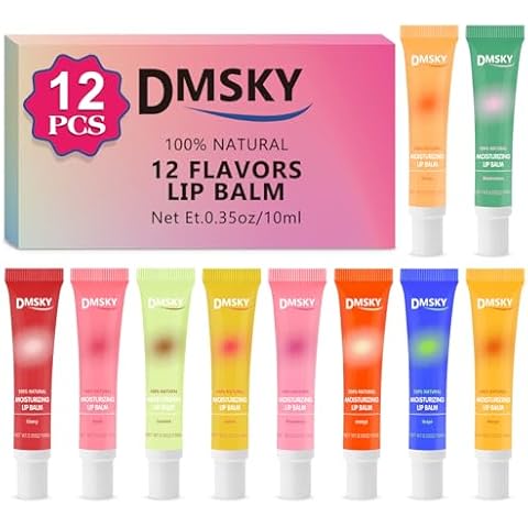 Dmsky Lip Gloss Bulk 12 Pack, Hydrating Squeeze Clear Lip Gloss Set with Shea Butter, Moisturizing High Shine Glossy Lip Oil for Dry Chapped Lips-12 Flavors Cover
