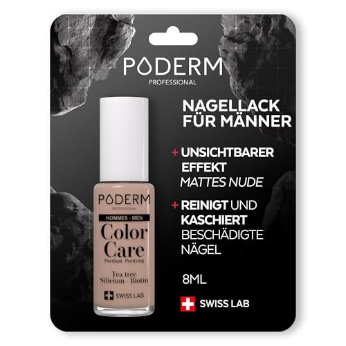 PODERM - TEABAUM-NAGELLACK COLOR CARE FÜR MANNER - Kaschiert Die Und Brüchige - 2 IN 1 PFLEGE - Hergestellt in der Schweiz