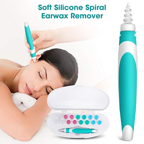 Ear Wax Remover, Ear Cleaners Kit, LIUMY, Spiral Earwax Removal Kit - Baby Ear Cleaning Tools with 15 PCS Soft Silicone Swabs, Ear Care Curette Tool for Kids and Adults, Gift Set