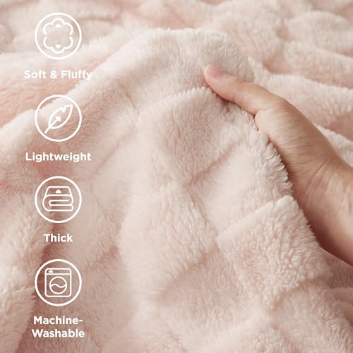 Bedsure GentleSoft Pink Throw Blanket for Couch - Checkered Fleece Blankets Gifts for Women Men Girls, Cute Soft Cozy Throw for Bedroom Home Decor Gifts, 50x60 Inches