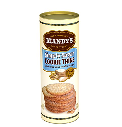 Image of Mandy's Cookie Thins, Simply Sugar Flavor, 4.6 Oz, Pack of 6, 42 Cookies, Light & Crispy, Halal