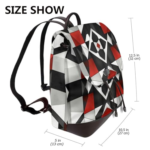 Sac à dos décontracté en cuir avec motif géométrique protégeant l'ordinateur - 2