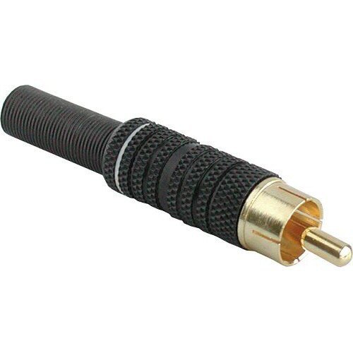 InLine 99110P Fiche RCA version à souder, métal noir, anneau blanc, pour câble de 6 mm