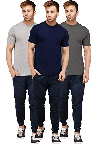 Image of Solid Men Half Sleeve Round Neck T-Shirt (Pack of 3)