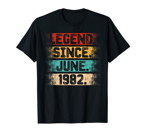 Legend Since June 1982 40th Birthday 40 Years Old Vintage Camiseta