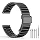 TODYSTRAP Metall Uhrenarmband Edelstahl 20mm, Schwarz Schnellverschluss Uhrenarmbänder Edelstahl, Smartwatch Ersatzarmband für Herren Damen, Metallarmband 20mm 22mm