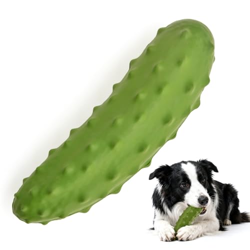 LIFLIX Hundespielzeug Quietschend für Kauer, Harte Kauspielzeug Hund aus Naturkauschuck, Hundespielzeug Robust für Kleine Mittelgroße und Große Hunde, Gurke Form