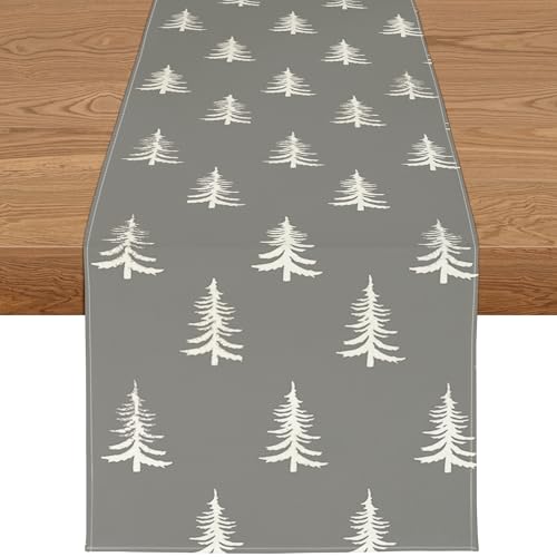 YCOLL Weihnachtsdeko Tisch Tischläufer Weihnachten Tischläufer Grau...