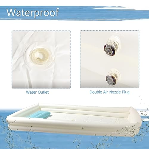 Medical Bedside Shower Bathtub Kit - Inflatable PVC Body Washing Basin System with Water Bag, Bathe in Bed Assistive Aid for Disabled, Elderly, Bedridden Patient, Easily Bath in Bed - Thumbnail 3