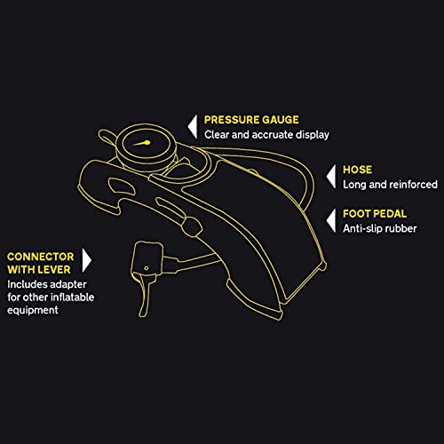 AA Single Cylinder Foot Pump AA3343 - Tyre Inflator for Cars Motorcycles Bicycles Inflatables - Includes 3 Valve Adaptors