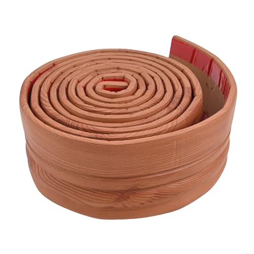 Zilimontt Adhesivo decorativo de espuma impermeable para rodapiés, borde de cintura de 3 metros para mejoras del hogar, protección anticolisión, rollos de rodapié (grano de madera marrón)
