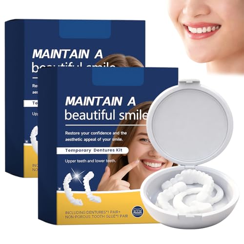 2 Pares Dientes Postizos Temporales Ajustables Dientes Postizos Temporales Dentaduras Postizas Ajustables Carillas Dentales Ajus-tables Dentadura Postiza Ajustable Fundas Dentales Ajuste cómodo
