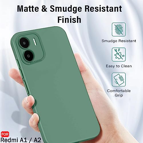 Image of TheGiftKart Liquid Silicon Back Cover Case for Mi Redmi A1 / A2 | Stylish Camera Protection Module | Micro-Fibre Lining Inside | Shockproof Back Cover Case for Mi Redmi A1 / A2 (Silicone, Green)