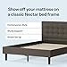 Nectar Bed Frame & Headboard - Grey - Queen - 8 Inch Legs and Sturdy Wooden Slats for Support - Contemporary and Durable Upholstery - Holds Up to 700 Pounds - Easy Assembly
