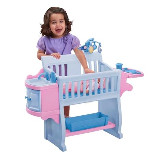 American Plastic Toys Kids’ My Very Own Nursery Baby Doll Playset, Furniture, Crib, Feeding Station, Learn to Nurture and Care, Durable and BPA-Free Plastic, for Children Ages 2+,Pink