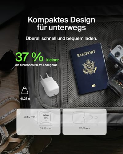 Belkin BoostCharge USB-C Ladegerät, kompaktes 20 W USB-C Schnellladegerät, USB C netzteil für Apple iPhone 17/16, Air, Plus, Pro… – Ansicht 4