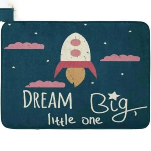 ���փ}�b�g ������傫�ȏ����Ȉ�l�̖��惍�P�b�g�ԗ� 50×80cm doormat Dream Big Little One Cartoon Rocket Vehicle