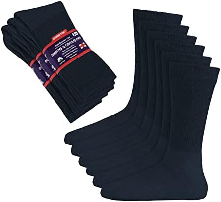 Diamond Star Diabetic Socks, Non-Binding Circulatory Cushion Cotton Crew Diabetic Socks for Men Women (as1, numeric, numeric_9, numeric_11, regular, regular, 3 Pairs Navy)