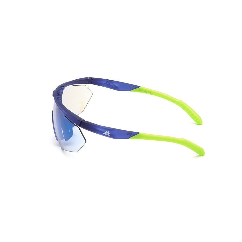 adidas Sport SP0015 Herren-Sonnenbrille, Schlanke und Leichte Sport-Sonnenbrille, Masken-Form, Photochromatisch Blau-Verspiegeltes Glas, Mattblau