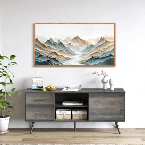 Image of CHDITB 3D Textured Mountain Vista Wall Art, Neutral Earth Tone Wall Decor