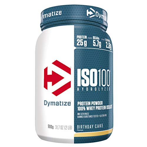 Dymatize ISO 100 Hydrolyzed Poudre d'Isolat de Protéines Faible en Sucre Riche en Protéines Gâteau à la Crème de Vanille 900 g