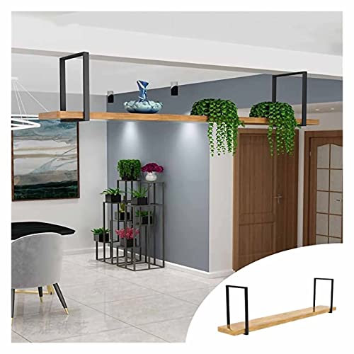 ZXFDM Hanging Ceiling Shelf Floating Shelves Kitchen Ceiling Rack, Ceiling-Mounted Hanging Utensil Pan Rack Metal Pan Pot Rack Storage Shelf Organiser Flower Stand