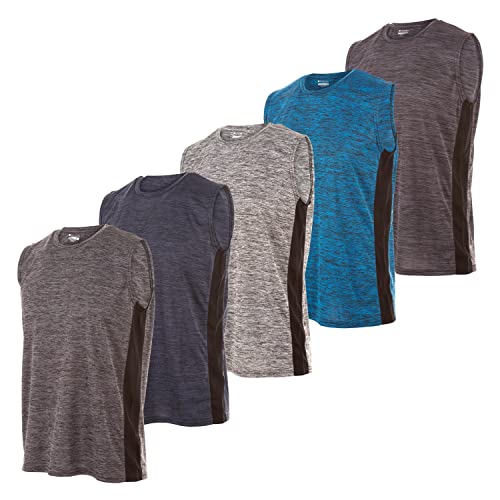 Essential Elements 5 Pack: Men's Active Quick-Dry Athletic Workout Training Gym Muscle Sleeveless Tank Top