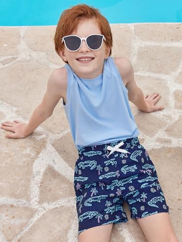 Haloumoning Boys Swim Trunks with Compression Liner Kids Drawstring Bathing Suit Quick Dry Swim Shorts 5-14 Years2