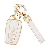 EKALA for Toyota Key Fob Cover, 4 Buttons Soft TPU Key Case Shell with Leather Keychain Lanyard, Fit for Toyota Highlander Corolla Camry C-HR RAV4 Avalon Prius 4Runner Prado 86/GT86(P-Tyt)