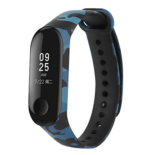 Image of Epaal Camouflage Pattern Watch Strap for Xiaomi Mi Band 4 /Mi Band 3 (Approx 11.3 X 8.7 X 1.8 cm, Blue), Regular