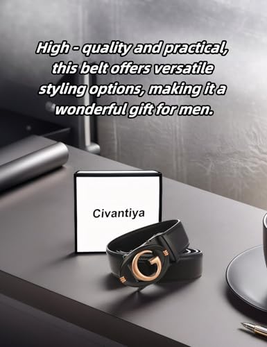 Men's Ratchet Belt Leather Belt Adjustable for Men Gift 1 3/8-Cut for Perfect Fit2