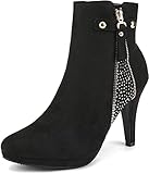DREAM PAIRS Women's Ankle Boots High Stiletto Heel Booties Fashion Zipper Short Boots,Size 8,Black-1,Cecile