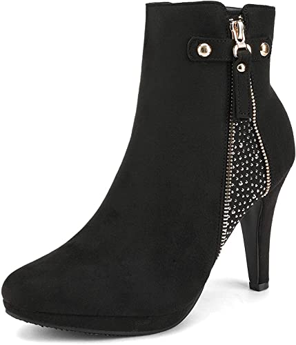 DREAM PAIRS Women's Ankle Boots High Stiletto Heel Booties Fashion Zipper Short Boots