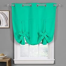 Royal Bedding Ava Turquoise Tie up Curtain, Top Grommet Blackout, Triple Weave Blackout Window Curtain Panel, Tie Up Shade, Single Panel, 46Wx63L inches