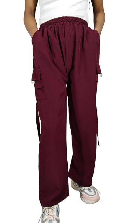Image of ARYANSH Shoppe 4 Pocket Straight-Fit Cargo Trouser Pants for Kids Girls | Stylish High-Waist Casual Wear with Pockets | Small to XXL
