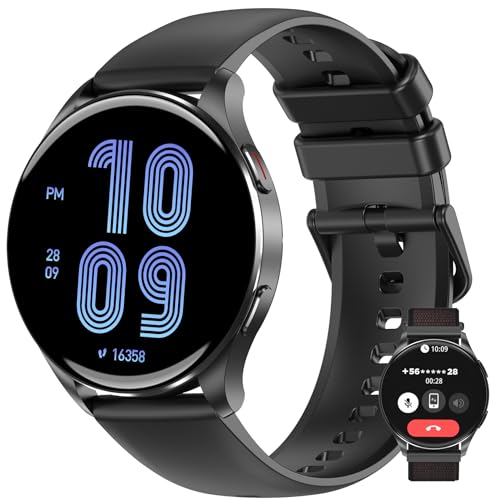 Smart Watch for Women Men, 1.43" AMOLED Ultra-Clear Screen Fitness Tracker with HeartRate/Sleep Monitor, 21Languages, Answer/Make Calls,Waterproof Smartwatch for iPhone/Samsung/Android(2 Straps)