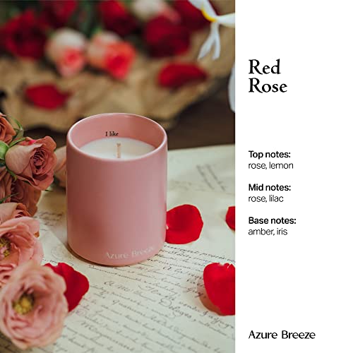 Azure Breeze Scented Candle, 45 Hours Burn, Candles Gifts For Women, Natural Soy Ceramic Jar Candle, Red Rose #TOP4