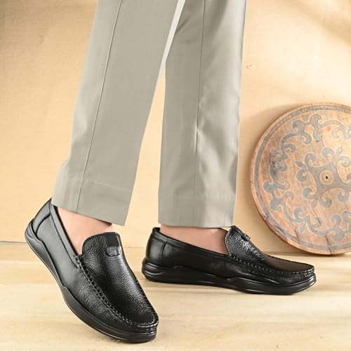 Image of Blue Leather by Centrino Genuine Leather Men's Loafer Shoes | Slip-On with Cushioned Insole | Stylish Round Toe Moccasin for Office, Formal Wear, Business Meeting, Wedding, Party & Everyday Use(4092)